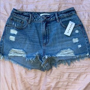 Medium wash jean shorts